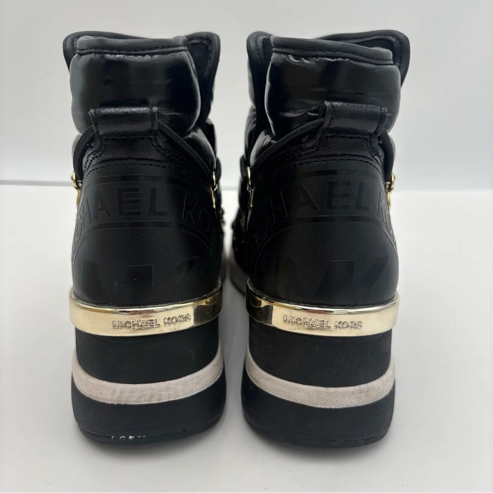 Michael Kors Black Quilted Winter Boots‎ with Gold Accents